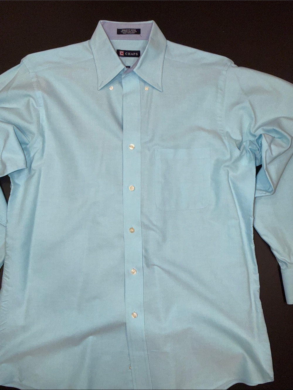 Chaps Men’s Light Blue Dress Shirt with Button-Down Collar